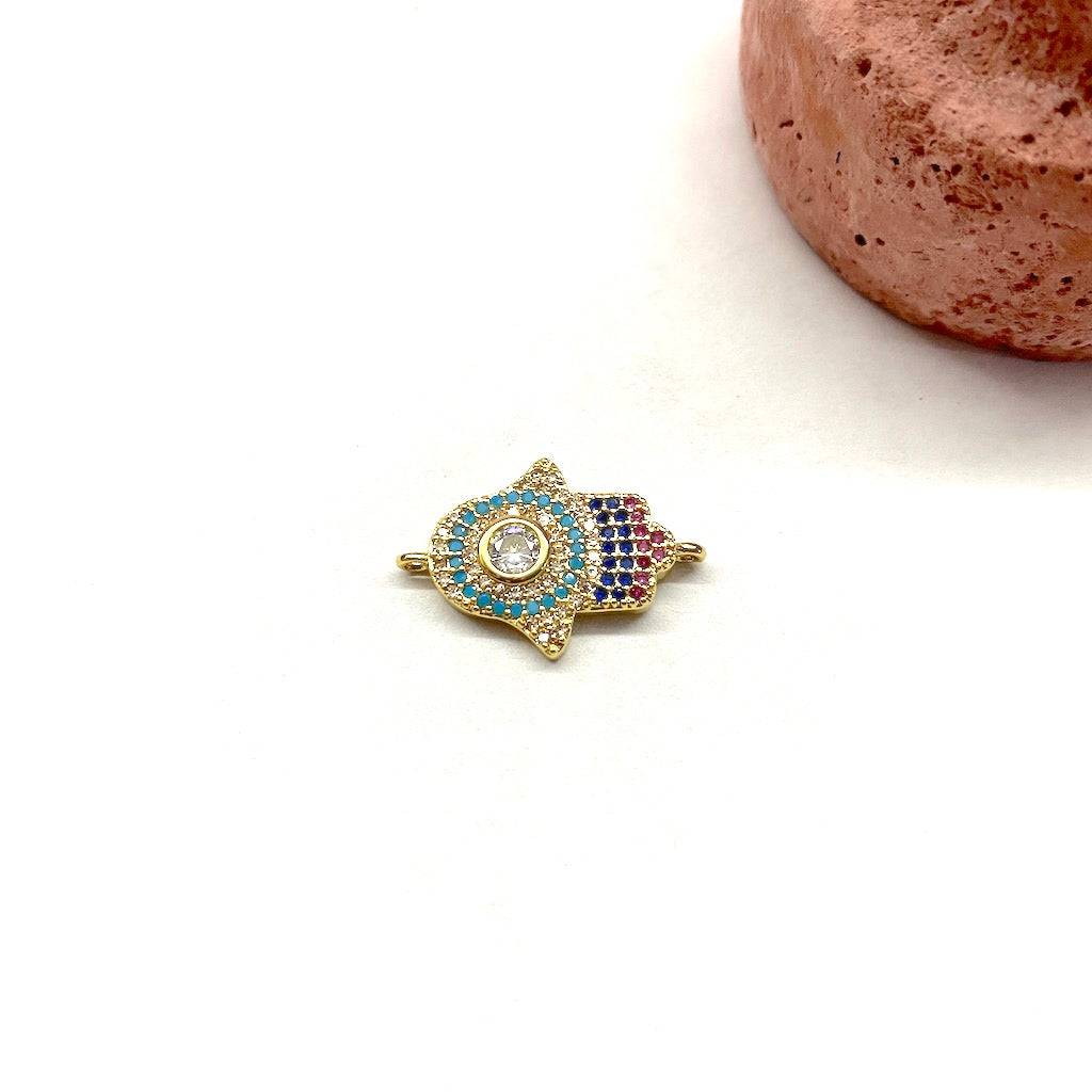 RODINADO | CONECTOR MANO MULTICOLOR | 22MM | 1UND | DORADO (R9-85)