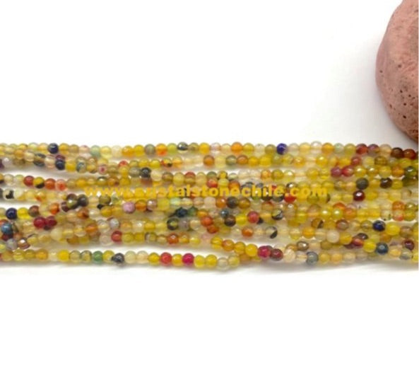 Agata Facetada | 3mm | Mix amarillo verde cafe naranja