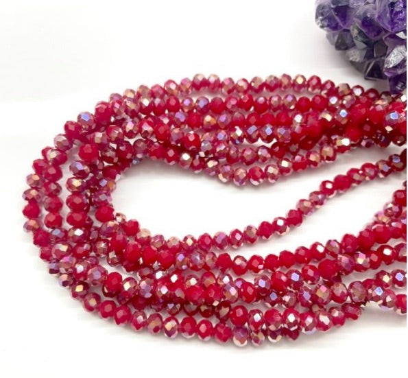 Cristal chato | 6 mm | Bicolor Matte Rojo-Plateado 126