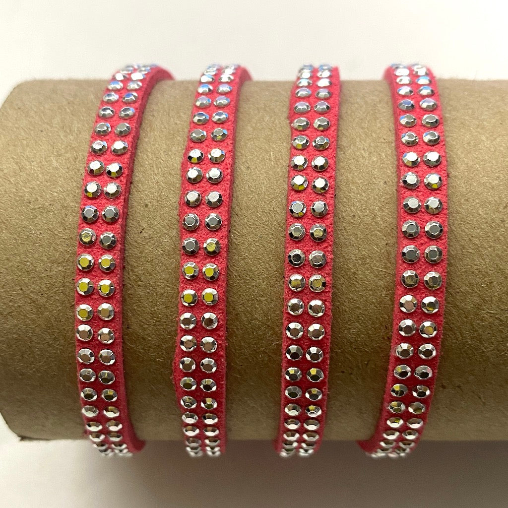 GAMUZA CON STRASS | 7MM | 1MTR | CORAL