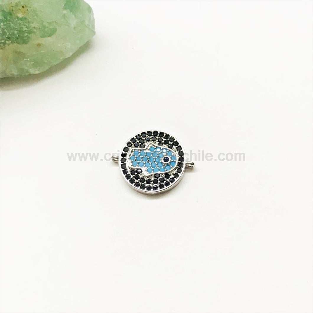 RODINADO | CONECTOR MANO MICROCIRCON | 14MM | 1UND | PLATEADO (R9-81)
